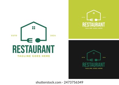 Fork and spoon house logo design template vector illustration idea