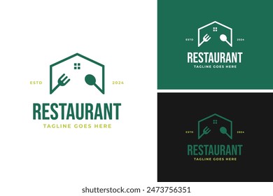 Fork and spoon house logo design template vector illustration idea