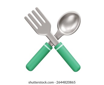  Fork and Spoon icon 3d illustration rendering