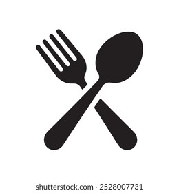 Bifurcação e Colher Icon Art Design em Fundo Branco.