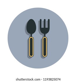 fork and spoon icon in badge style. One of web collection icon can be used for UI, UX
