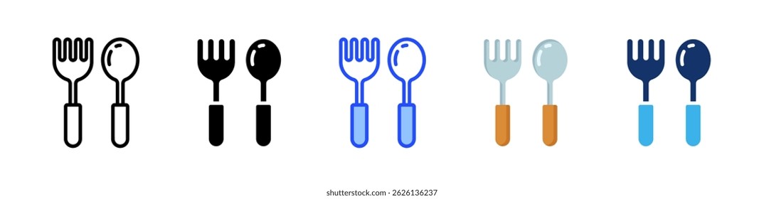 Fork And Spoon Icon Collection With Multiple Styles
