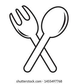 Fork and spoon icon design. cutlery and kitchen icon design. Fork and spoon outline style icon. Vector illustration.