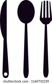 Fork and spoon icon in flat design. Vector illustration. black restaurant symbol.