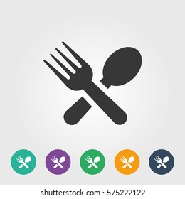 fork and spoon icon, flat multi colors