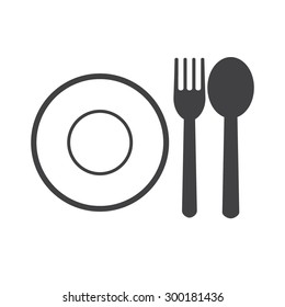 fork and spoon icon, food sign 