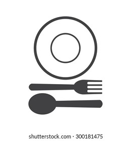 fork and spoon icon, food sign 