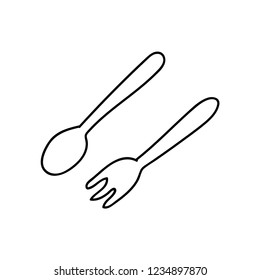 fork and spoon icon hand drawn