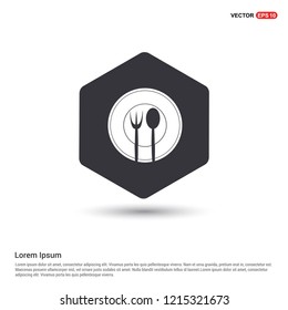 Fork and spoon icon Hexa White Background icon template - Free vector icon