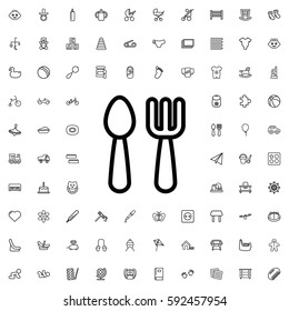 fork and spoon icon illustration isolated vector sign symbol. Baby icons vector set.