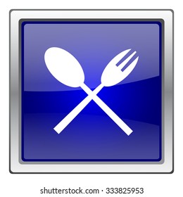 Fork and spoon icon. Internet button on white background. EPS10 vector.
