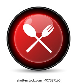 Fork and spoon icon. Internet button on white background. EPS10 vector
