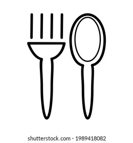 Fork and spoon icon isolated on white background. Restaurant or cafe symbol or logo. Simple minimal outline design style. Menu sign. Dinner linear pictogram. Stock vector illustration
