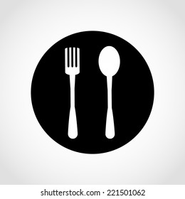 Fork and spoon Icon Isolated on White Background
