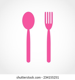 Fork and spoon Icon Isolated on White Background
