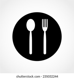 Fork and spoon Icon Isolated on White Background