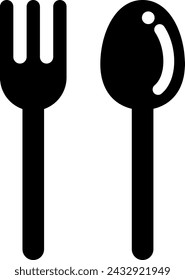 The fork and spoon icon isolated on white background