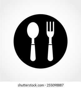 Fork and spoon Icon Isolated on White Background