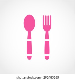 Fork and spoon Icon Isolated on White Background
