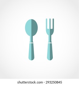 Fork and spoon Icon Isolated on White Background