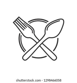 fork and spoon icon lineart