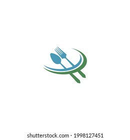 Plantilla vectorial de diseño de logotipo de icono de horquilla y cuchara