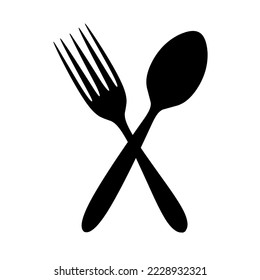 Fork and spoon icon logo on white background. Great for restaurant logos and eateries.