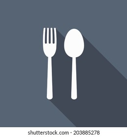 fork & spoon icon with long shadow