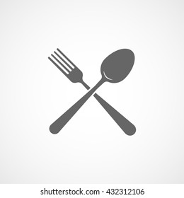 Fork and Spoon Icon On White Background
