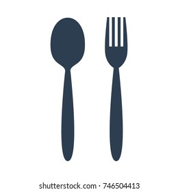 fork and spoon icon on white background. Vector illustration