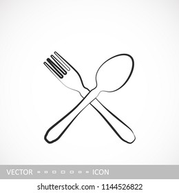Fork and spoon icon. Restaran icon in the style of linear design.