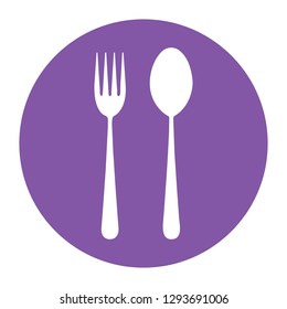 Fork and spoon icon - restaurant sign,. color icon