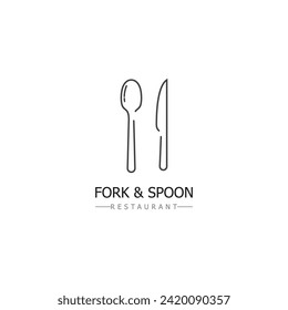 símbolo de la cuchara y el símbolo de la cuchara símbolo del restaurante y diseño del vector del símbolo