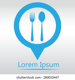 Fork and spoon icon - restaurant sign,. icon map pin.