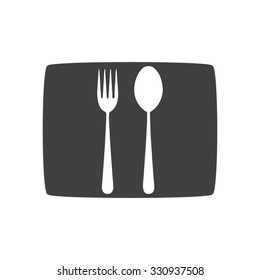 Fork and spoon icon - restaurant sign,. gray icon.