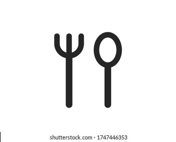 Icono de horquilla y cuchara. Icono de restaurante.  Diseño vectorial simple de horquilla y cuchara. 