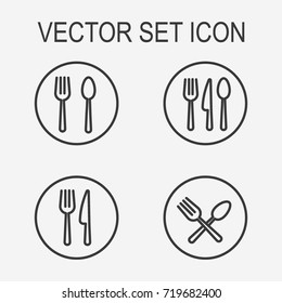 Fork and  spoon icon set 