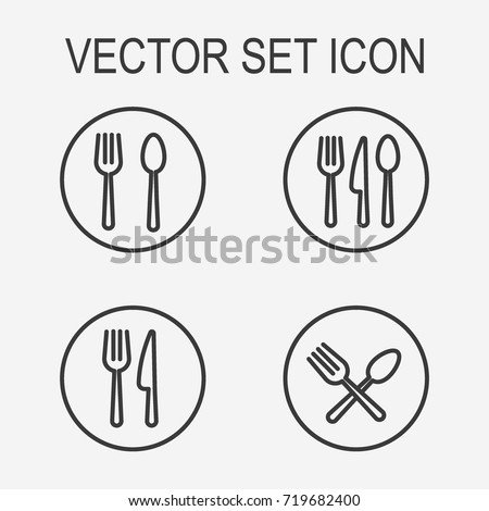 Fork and  spoon icon set 