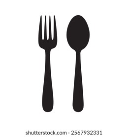 Fork and spoon icon. Tableware instruments. Restaurant icon. Vector illustration.