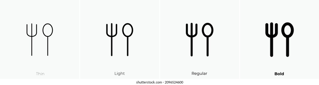 fork spoon icon. Thin, Light Regular And Bold style design isolated on white background