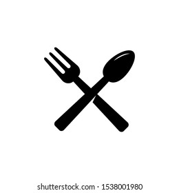 Fork and spoon icon vector, cutlery isolated on grey circle, vector restaurant element