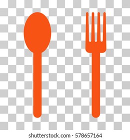 Fork And Spoon icon. Vector illustration style is flat iconic symbol, orange color, transparent background. Designed for web and software interfaces.