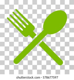 Fork And Spoon icon. Vector illustration style is flat iconic symbol, eco green color, transparent background. Designed for web and software interfaces.