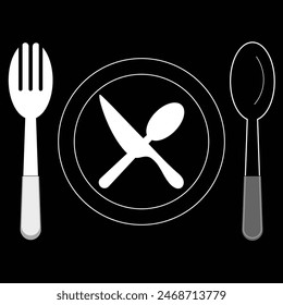 Fork and spoon icon vector set. Restaurant utensil symbol. Dinner dish or plate with spoon and fork sign outline for apps and websites. Spoon icon. Eps10. 
