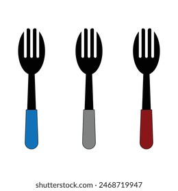 Fork and spoon icon vector set. Restaurant utensil symbol. Dinner dish or plate with spoon and fork sign outline for apps and websites. Spoon icon. Eps10.