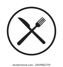 Fork and spoon icon vector set. Restaurant utensil symbol. Dinner dish or plate with spoon and fork sign outline for apps and websites.