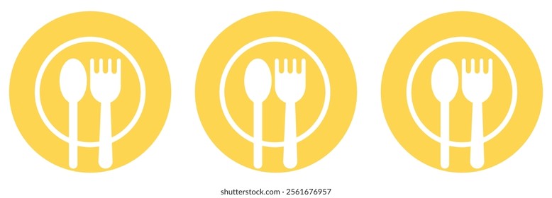 Fork and spoon icon vector set. Restaurant utensil symbol. Dinner dish or plate with spoon and fork sign outline for apps and websites.