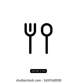 Fork and Spoon Icon Vector - Sign or Symbol