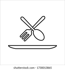 Fork spoon icon vector sign isolated on white background illustration for graphic and web design. eps 10