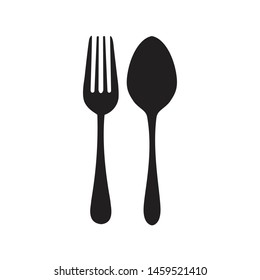 fork and spoon icon, white background vector icon illustration